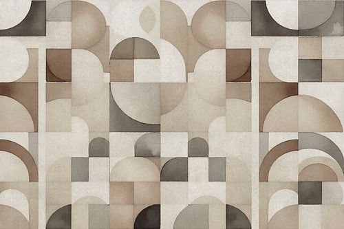 Mid Century Modern abstracte hedendaagse kunst in aardekleuren