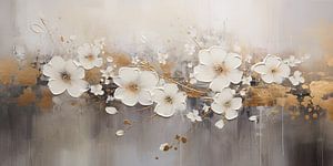 Blumen in Beige, Grau und Gold