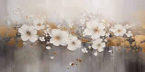 Flowers in beige, grey and gold