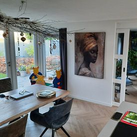 Customer photo: Portrait of an African woman, modern and partly abstract by Carla Van Iersel, on ArtFrame