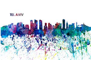 Tel Aviv Israel Skyline Impressionistische Splash van Markus Bleichner