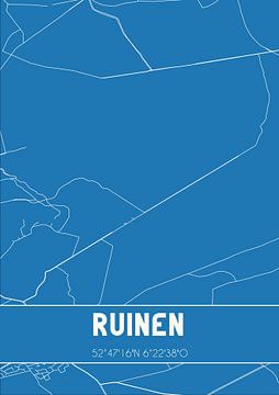 Blauwdruk | Landkaart | Ruinen (Drenthe) van Rezona