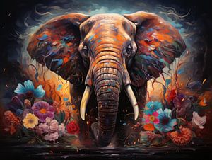 Floral Fantasia: AI-generierte Elefantenkunst