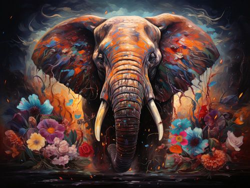 Floral Fantasia: AI-Generated Elephant Art