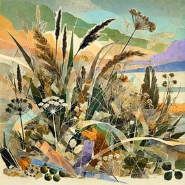 weiland met grassen en schermbloemen van Lois Diallo