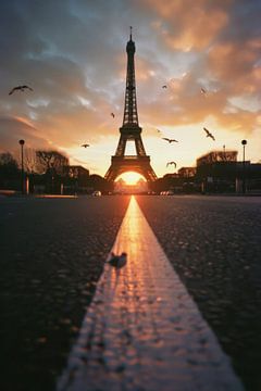 Eiffeltoren bij zonsondergang van Poster Art Shop