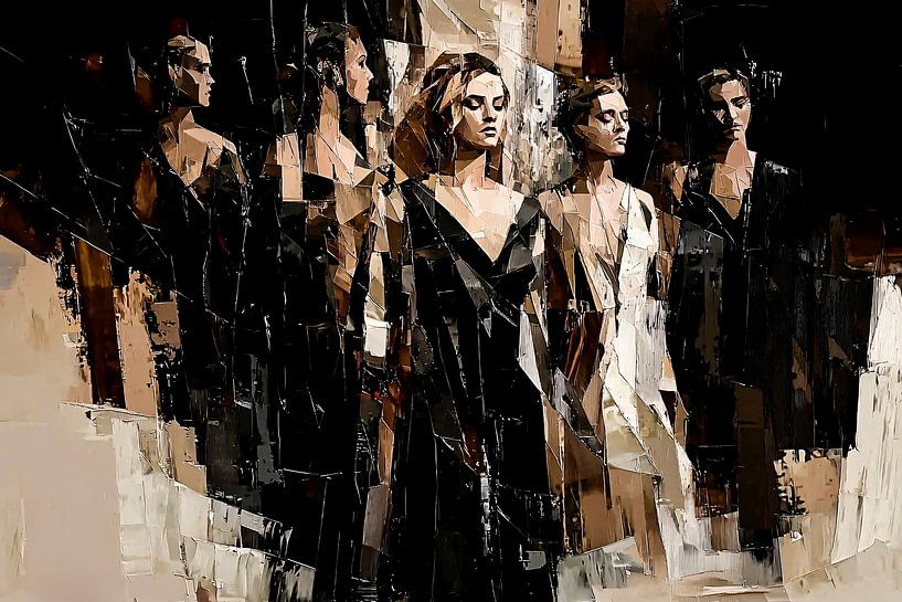 Kubistische Frauenfiguren in Bewegung von Art & Soul Creations