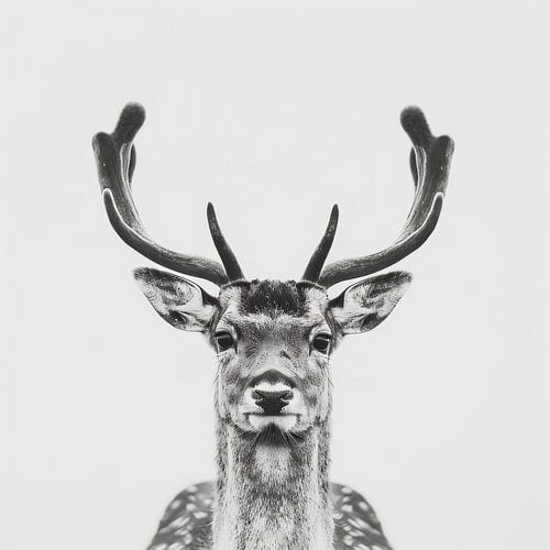 Portrait de cerf en noir et blanc