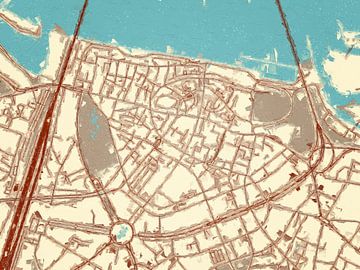 Kaart van Nijmegen Centrum in de stijl Blauw & Crème van Map Art Studio