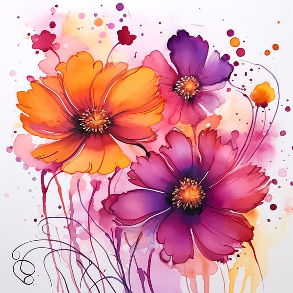 watercolor florals by Virgil Quinn - Decorative Arts