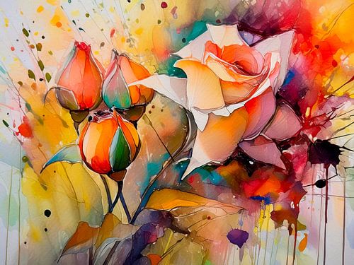 Aquarell einer knospenden Rose