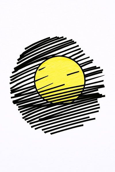 Yellow sun with dynamic black lines by Art & Soul Creations