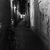 Donkere steeg in de binnenstad van Utrecht van Bart van Lier