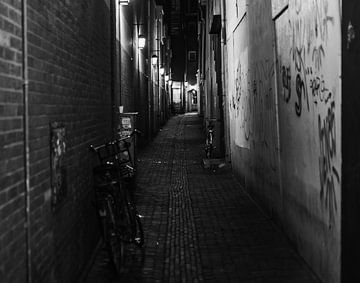 Donkere steeg in de binnenstad van Utrecht van Bart van Lier