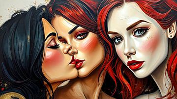 The kiss: Intimate closeness, passion and harmony in a three-way relationship between three women