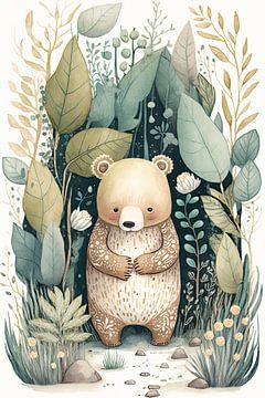 Tropical illustration with bear by Your unique art