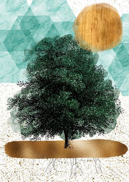 Tree with roots by Jadzia Klimkiewicz