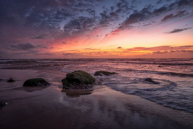 Rock in the surf by Leon Okkenburg