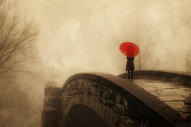 An umbrella shaped like a flame