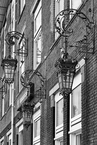 Facade lanterns in the Phoenix Street in Delft, The Netherlands