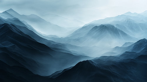 Panorama: Berge im Nebel