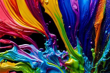 Explodierende flüssige Farbe in Regenbogenfarben mit Spritzern von Animaflora PicsStock