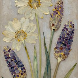 Frühlingsduett – Margeriten und Traubenhyazinthen von Kristin M