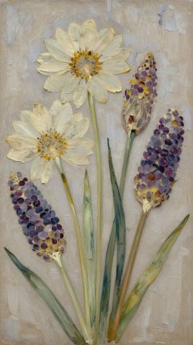 Spring Duet – Daisies and Grape Hyacinths