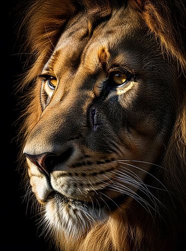 Majestic Lion Profile with Intense Gaze