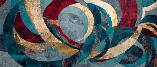 Abstracte kleurspiralen in blauw en goud
