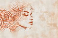 Rustgevende Ritmes Abstract Portret in Oranje Tinten van Eva Lee thumbnail