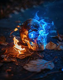 Skulls in flames