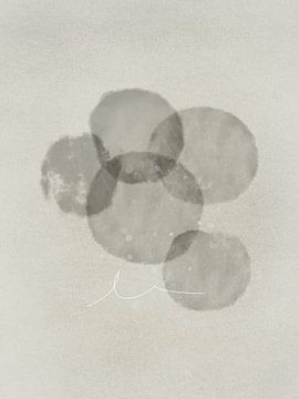 Kunstwerk van abstracte circles in zachte beige kleurtonen van Imaginative