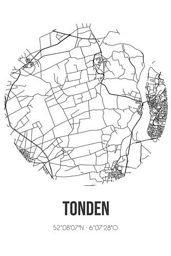 Tonden (Gelderland) | Landkaart | Zwart-wit