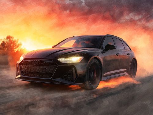 Schwarzer Audi RS6 im Kinostil