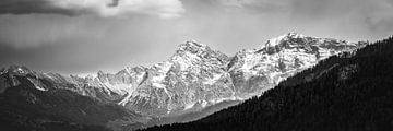 Dolomite panorama in Black and White