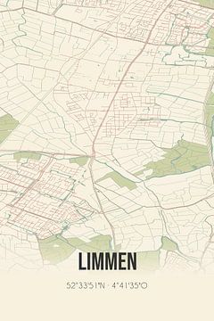 Alte Karte von Limmen (Nordholland) von Rezona