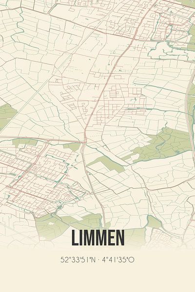 Alte Karte von Limmen (Nordholland) von Ortsdrucke