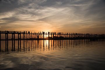 Sunset at U-Bein Bridge in Myanmar by Francisca Snel