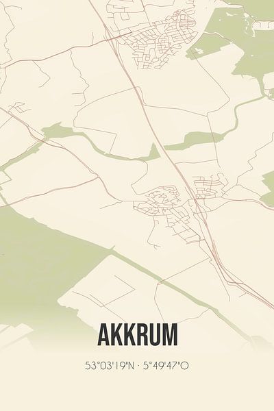 Carte ancienne d'Akkrum (Fryslan) par Affiches de lieux