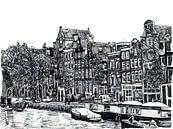 Pentekening Herengracht Amsterdam Nederland Tekening Lijntekening van Hendrik-Jan Kornelis thumbnail