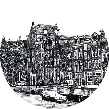 Pentekening Herengracht Amsterdam Nederland Tekening Lijntekening van Hendrik-Jan Kornelis