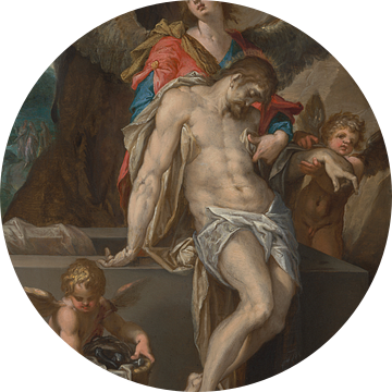Het lichaam van Christus gesteund door engelen, Bartholomeus Spranger