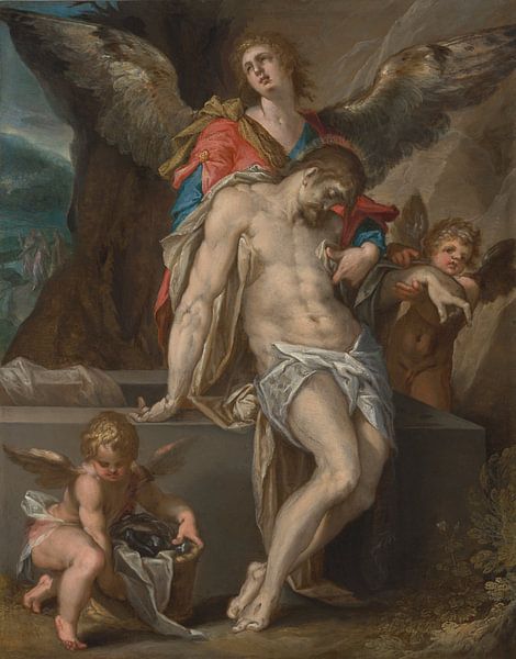 The Body of Christ Supported by Angels, Bartholomeus Spranger by Masterful Masters