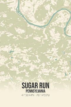 Vintage landkaart van Sugar Run (Pennsylvania), USA. van Rezona
