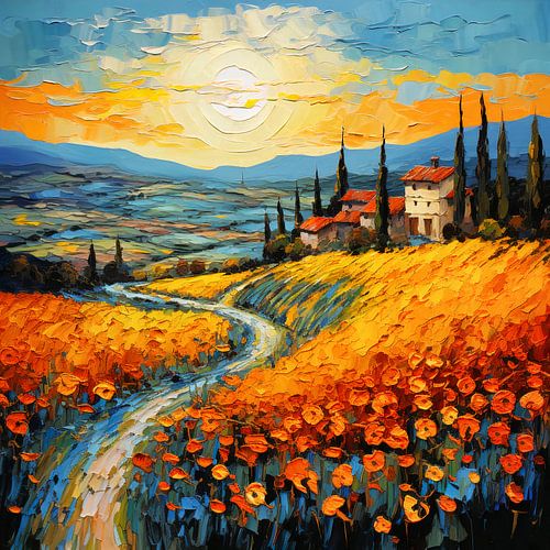 Bloemenveld in Toscane