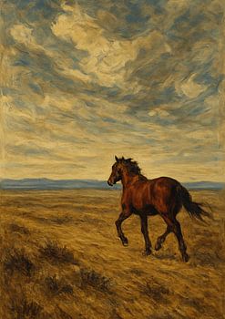 Wilde Paard Olieverfschilderij Print