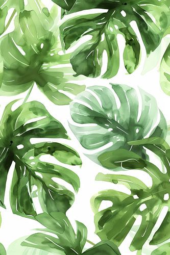 Monstera kunstwerk - Tropische bladeren
