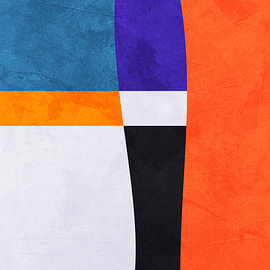 Hedendaagse minimalistische, geometrische abstracte kunst, levendige tinten, kleurrijk van Online Arts