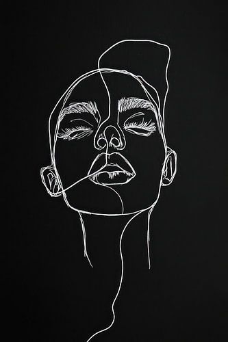 lijn ontwerp vrouwen gezicht tegen zwart